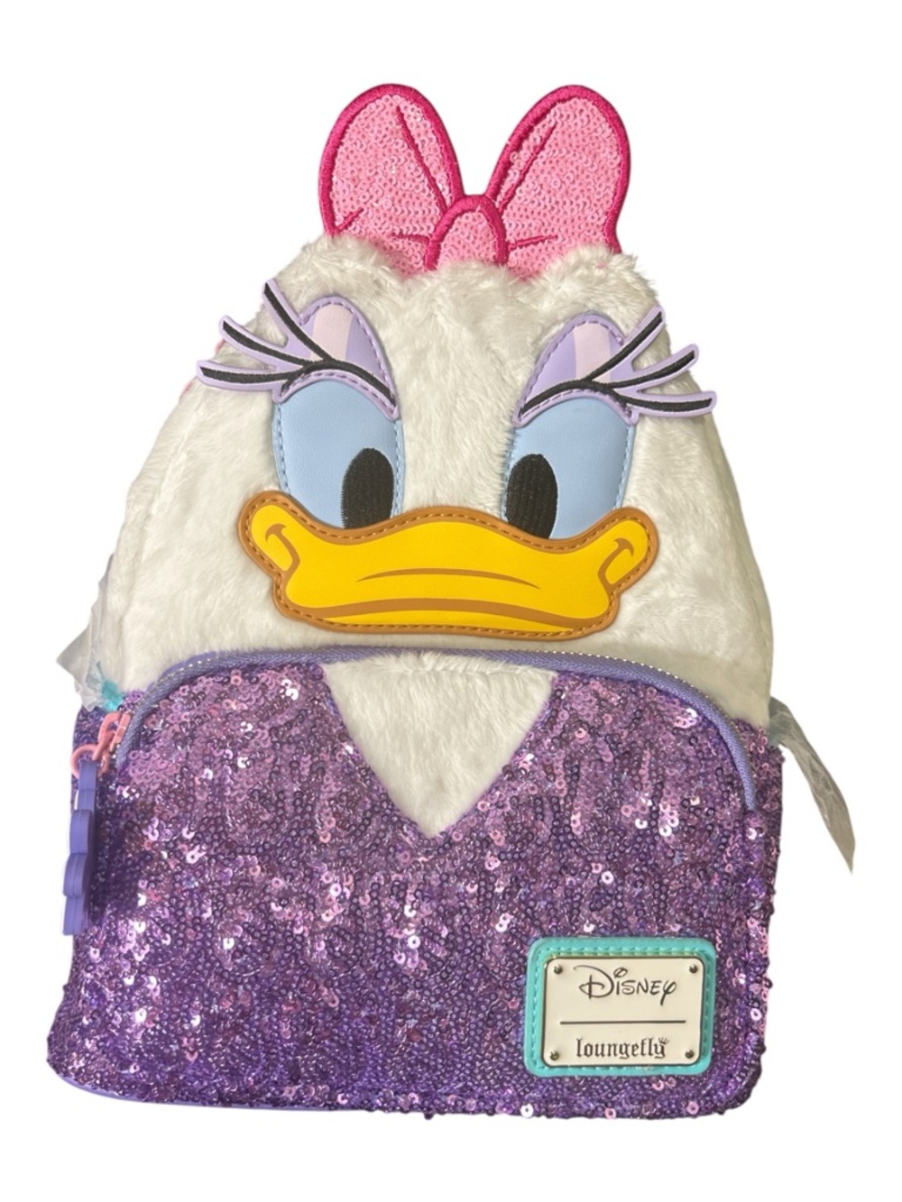 Loungefly Daisy Duck 85th Anniversary sequined  backpack.